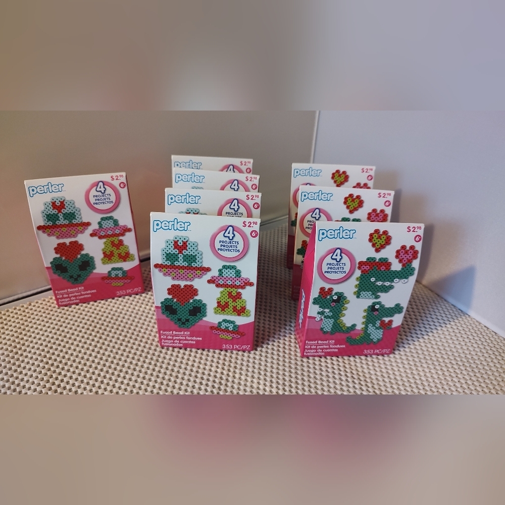 Perler Bead Kit Bundle Lot Valentine's Day 8 Sets Aliens & Crocodile